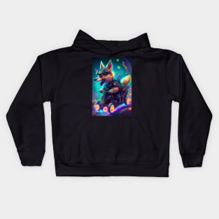 Cyberpunk German Shepherd Super Kart Racing Kids Hoodie